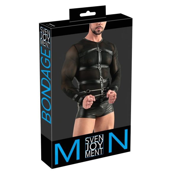 / Svenjoyment - krūšu siksna, garām piedurknēm vīriešu tops (melns) - M