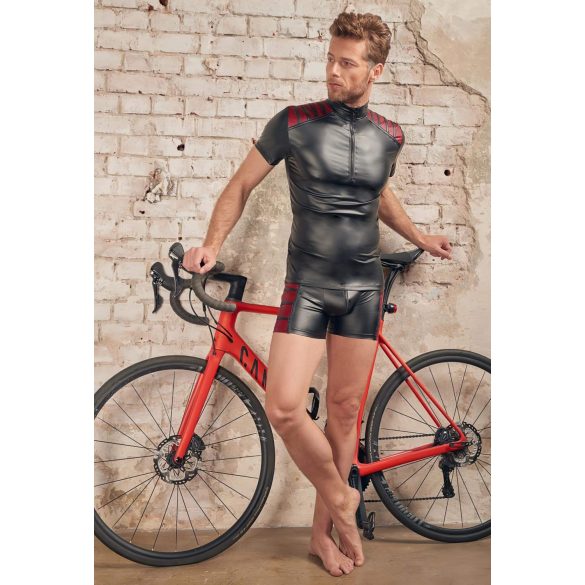 NEK - Melns vīriešu tops ar sarkaniem ielaidumiem un rāvējslēdzēju - M