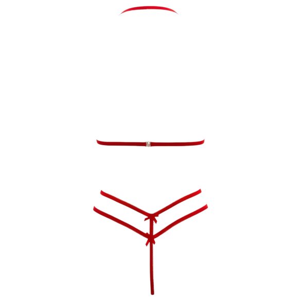 Cottelli - mežģīņu atvērts krūštura komplekts sarkans - XL