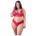 Cottelli Plus Size - maigs mežģīņu krūštura komplekts (sarkans)