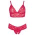 Cottelli Plus Size - maigs mežģīņu krūštura komplekts (sarkans)