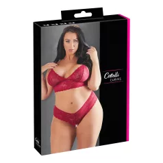   Cottelli plus size sieviešu mežģīņu krūštura komplekts sarkans - 3XL
