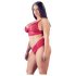 Cottelli Plus Size - maigs mežģīņu krūštura komplekts (sarkans) - 3XL