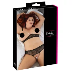   Cottelli plus size krūštura komplekts ar pērlītēm melns - XL