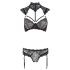 Cottelli - Mežģīņu krūštura komplekts ar apkakli (melns) - 85C/L