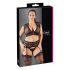 Cottelli Plus Size - ar mirdzumiem rotāts mežģīņu komplekts (melns) - XL