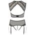 Cottelli Plus Size - ar mirdzumiem rotāts mežģīņu komplekts (melns) - 2XL