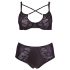 / Cottelli Plus Size - krustveida lencīšu krūšturis un biksītes (melns) - 85E/L