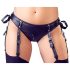 Cottelli Bondage - spīdīgs krūšu paaugstinošs komplekts ar rokudzelžiem (melns) - M