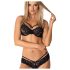 Obsessive 860-SET-1 - rožu mežģīņu krūšturu komplekts (melns)