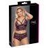 Cottelli Plus Size - ziedu komplekts (melns-violets)