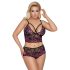 Cottelli Plus Size - ziedu komplekts (melns-violets)