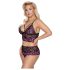 Cottelli Plus Size - ziedu komplekts (melns-violets)