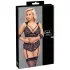 Cottelli Bondage Plus Size - mežģīņu krūštura komplekts (melns) - 3XL