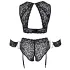 Cottelli Bondage Plus Size - mežģīņu krūštura komplekts (melns) - 3XL