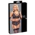 Cottelli Bondage Plus Izmēru - melns mežģīņu krūšturu komplekts - 4XL