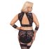 Cottelli Bondage Plus Size - mežģīņu krūštura komplekts (melns) - 4XL