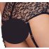 Cottelli Bondage Plus Izmēru - melns mežģīņu krūšturu komplekts - 4XL