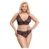 Cottelli Plus Size - caurspīdīgs rakstains krūštura komplekts (violets)