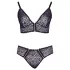 Cottelli Plus Size - caurspīdīgs rakstains krūštura komplekts (violets) - 2XL