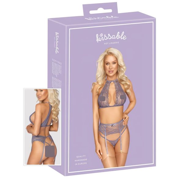 Skūpstāma - mežģīņu veļas komplekts (purpursarkans) - L/XL