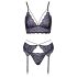 Cottelli - 3 daļīgais mežģīņu apakšveļas komplekts (melns-violets) - L