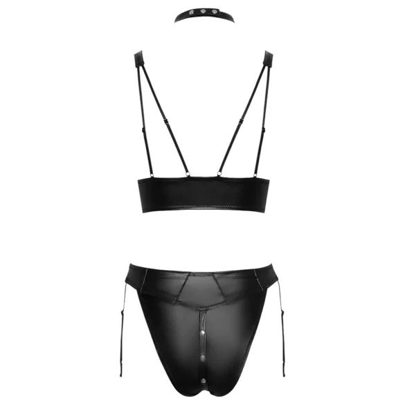 Cottelli Bondage - mirdzošs krūštura komplekts ar aprocēm (melns) - M