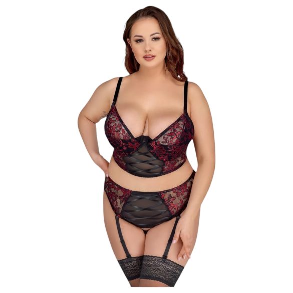Cottelli Plus Size – krūšturu komplekts (sarkans)