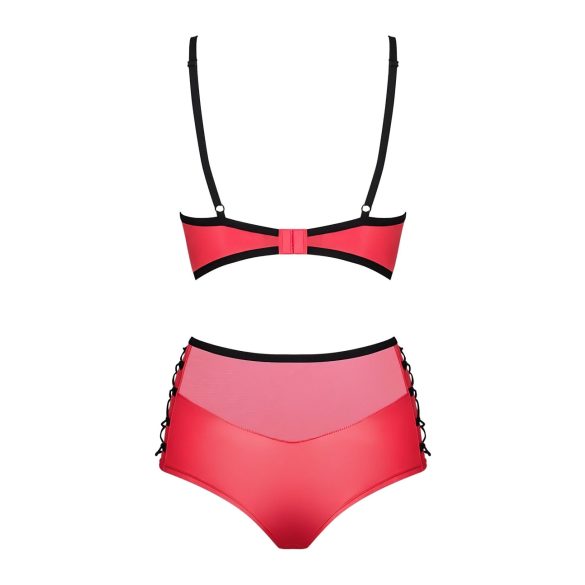 Obsessive Leatheria - ādas imitācijas krūštura komplekts (sarkans) - S/M