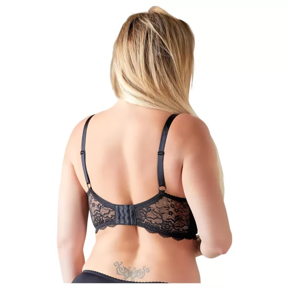 Cottelli plus size sieviešu krūšu pacēlājs ar lencēm un gredzeniem melns - 95D