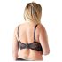 / Cottelli Plus Size - lencīšu krūšu pacēlājs ar gredzenu (melns) - 95F