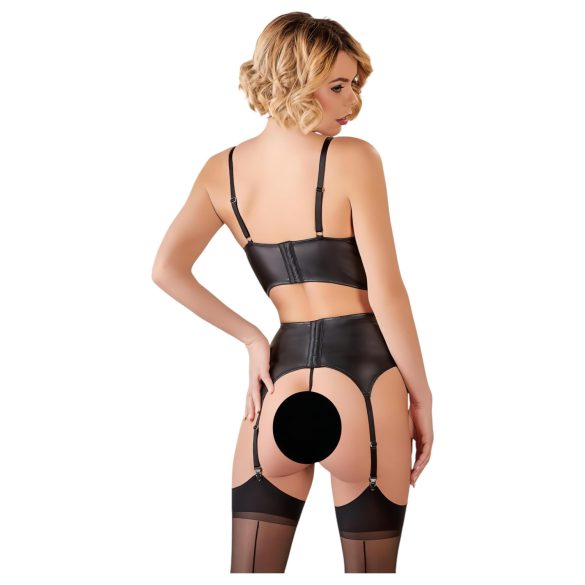 Abierta Fina - sieviešu mežģīņu apakšveļas komplekts ar siksniņām melns - 80C/M