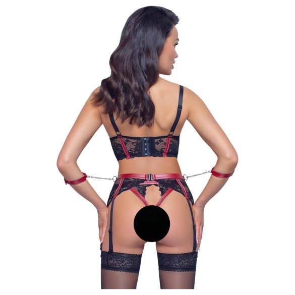 Cottelli Bondage - sieviešu mežģīņu krūštura komplekts, matēts, sarkans - L