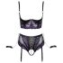 Cottelli Bondage - krūštura komplekts un roku stiprinājumi (melns-violets) - XL