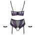 Cottelli Bondage - krūštura komplekts un roku stiprinājumi (melns-violets) - XL