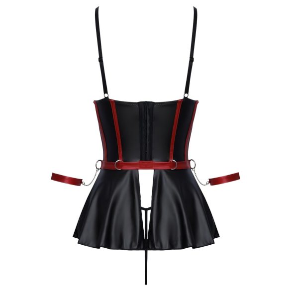 Cottelli Bondage - sieviešu spīdīgs komplekts ar roku dzelžiem melns