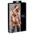 Cottelli Bondage - Spīdīgs ķermeņa siksnu bikini (melns) - L