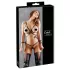 Cottelli Bondage - sieviešu erotiskā ķermeņa siksna bikini spīdīga melna - XL