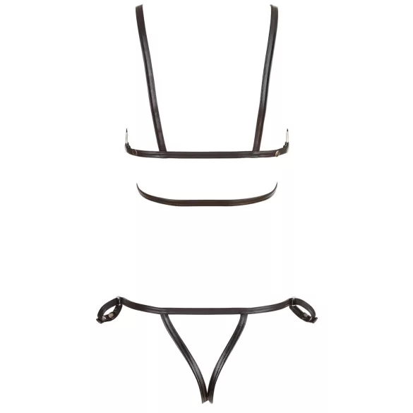 Cottelli Bondage - sieviešu erotiskā ķermeņa siksna bikini spīdīga melna - XL