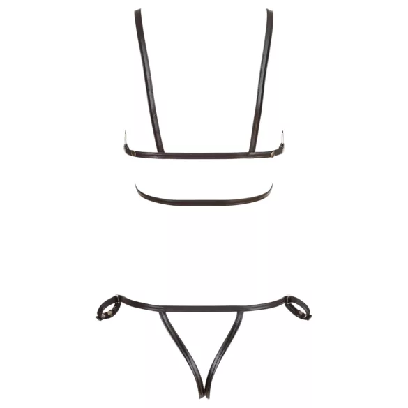 Cottelli Bondage - sieviešu erotiskā ķermeņa siksna bikini spīdīga melna - XL