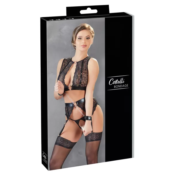 Cottelli Bondage - apakšveļas komplekts ar mežģīnēm, 4 daļas - M