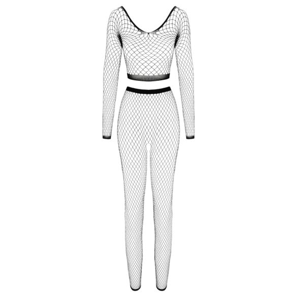 Cottelli - garām piedurknēm tīkliņveida veļas komplekts melns S-L