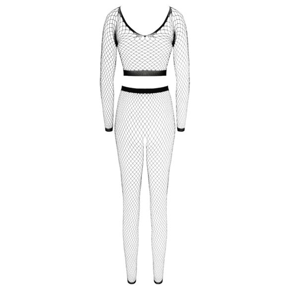 Cottelli - garām piedurknēm tīkliņveida veļas komplekts melns S-L