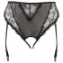 Cottelli Plus Size - mežģīņu stringbiksītes ar zeķturi (melnā krāsā)