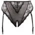 Cottelli Plus Size - mežģīņu stringbiksītes ar zeķturi (melnā krāsā)