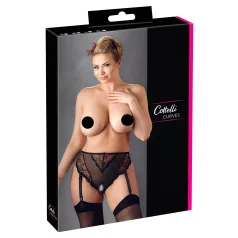   Cottelli Plus Size - mežģīņu jostas biksītes (melnas) - XXXXL