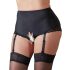 Cottelli Plus Size - zeķturi un atvērti stringi (melni)