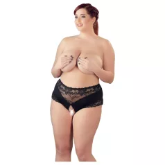   Cottelli plus size atvērtas biksītes ar mežģīnēm un pērlītēm, melnas - XL