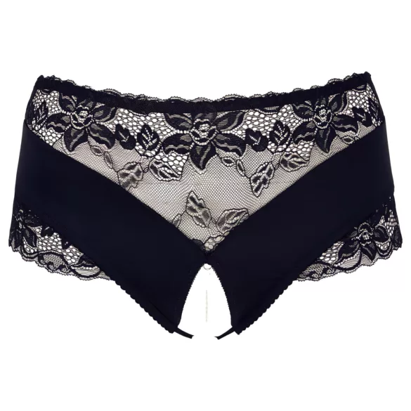 Cottelli plus size atvērtas biksītes ar mežģīnēm un pērlītēm, melnas - XL