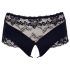 Cottelli Plus Size atvērtās biksītes ar mežģīnēm un pērlēm (melns) - 3XL